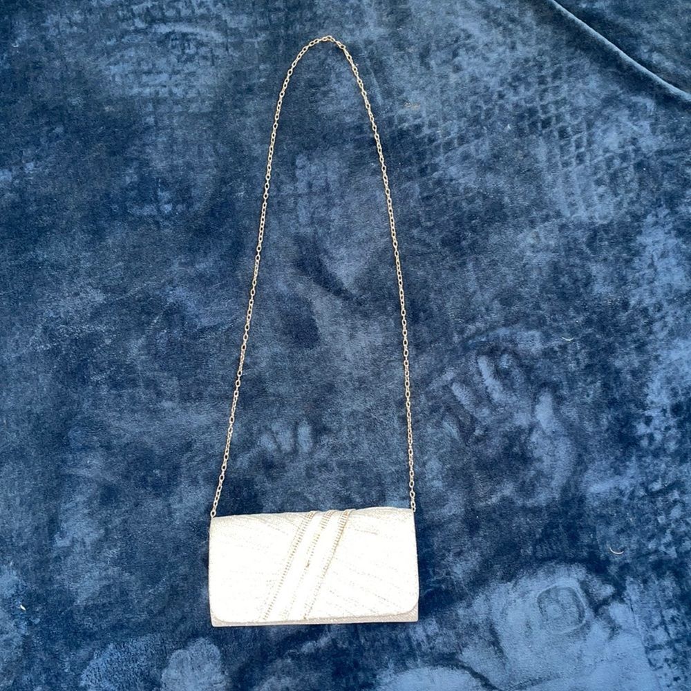 Silver Clutch Handbag with chain